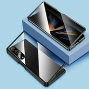 Anti-peep Magnetic Case for Samsung Galaxy Z Fold 4, TECH CIRCLE Adsorption Double-Sided Privacy Screen Protector Clear Back Metal Bumper Antipeep Anti-Spy Case for Samsung Galaxy Z Fold 4 5G, Black